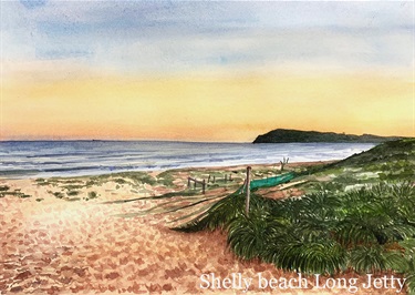 Shipra Shah, Shelly Beach, Watercolour