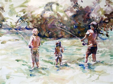 Dee Jackson, Riverbank, Watercolour on paper