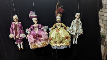 Lenka Muchova, Mozart Puppets, Plaster, wood and fabric