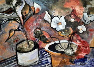 Adele Gilchrist, Geraniums, acrylic