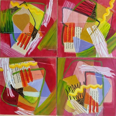 Jennifer Waterman, Colour Composition, acrylic collage on wood