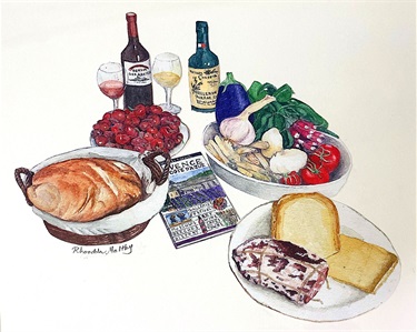 Rhondda Maltby, Lunch in Provence, watercolour