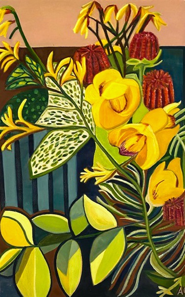 Anne Gray, Exotic flowers, oil on canvas