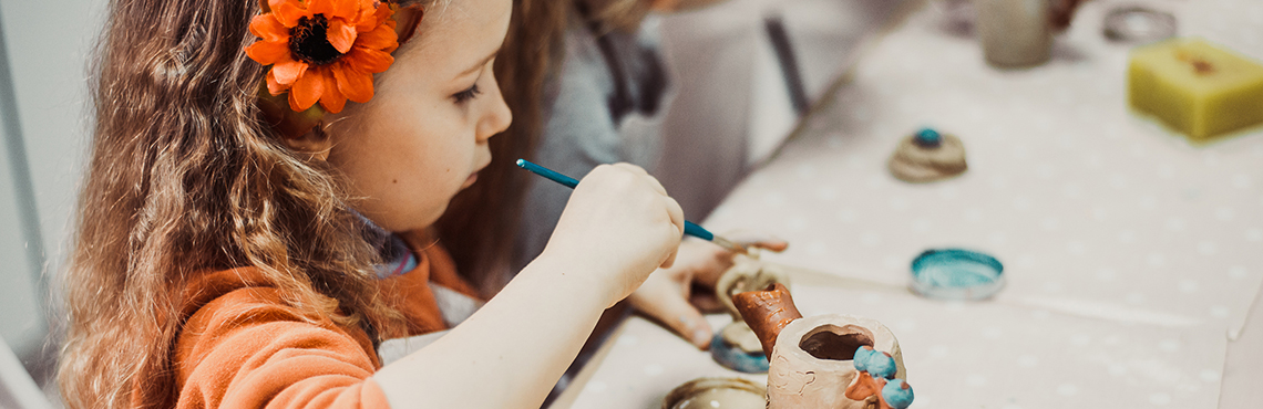 Children making pottery