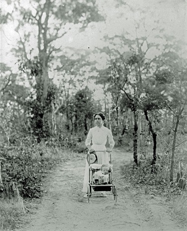 Mrs. G. Edenborough on a bush walk 1930 Corner of Addison Avenue and Babbage Road, Roseville