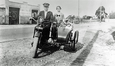 Lane Cove Rd, Turramurra ca.1927 Les Hurst on motor cycle