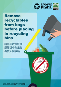 recycle right remove plastic bags poster
